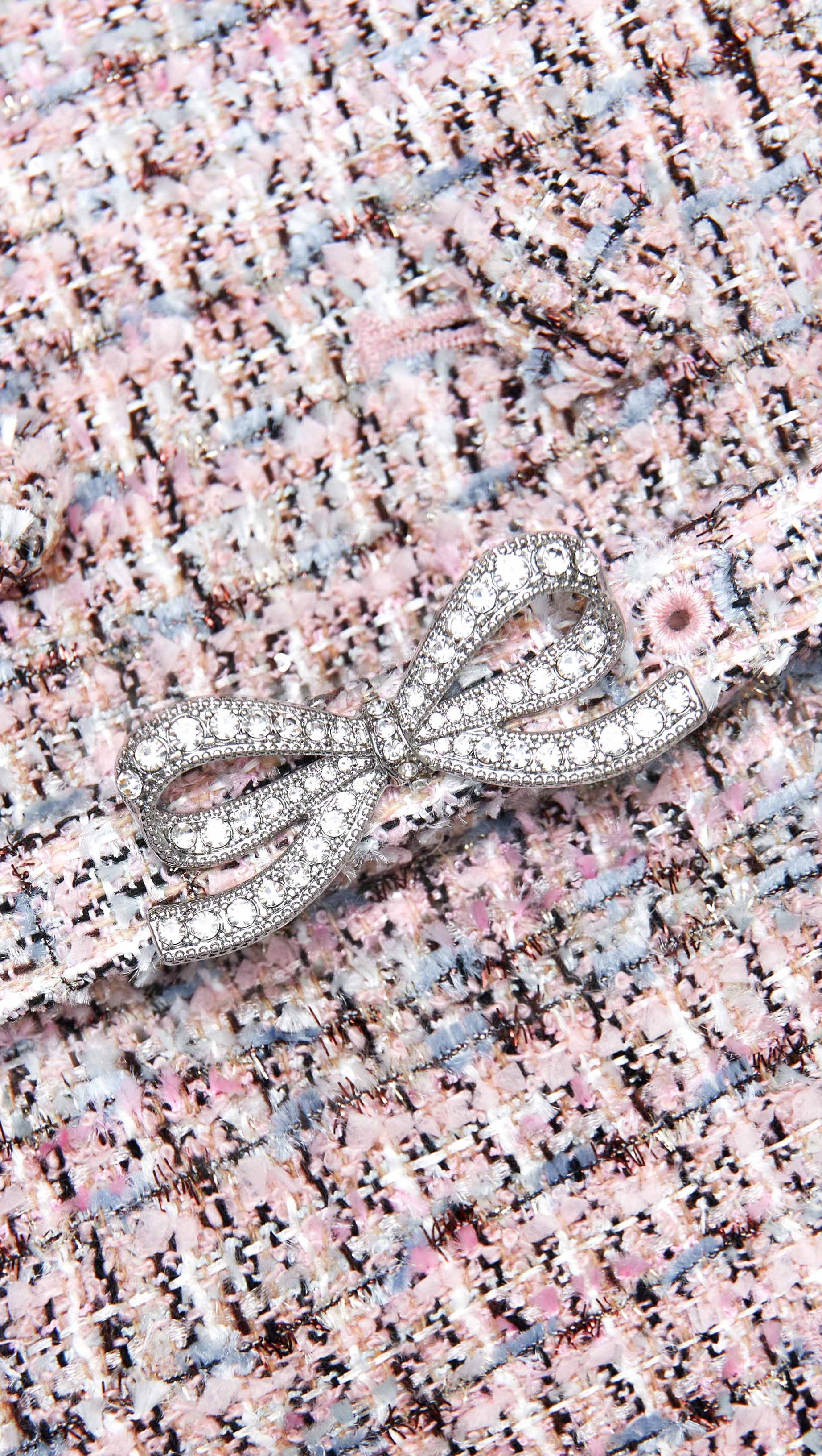 BEULAH PINK BOUCLE METALLIC TIERED MIDI DRESS