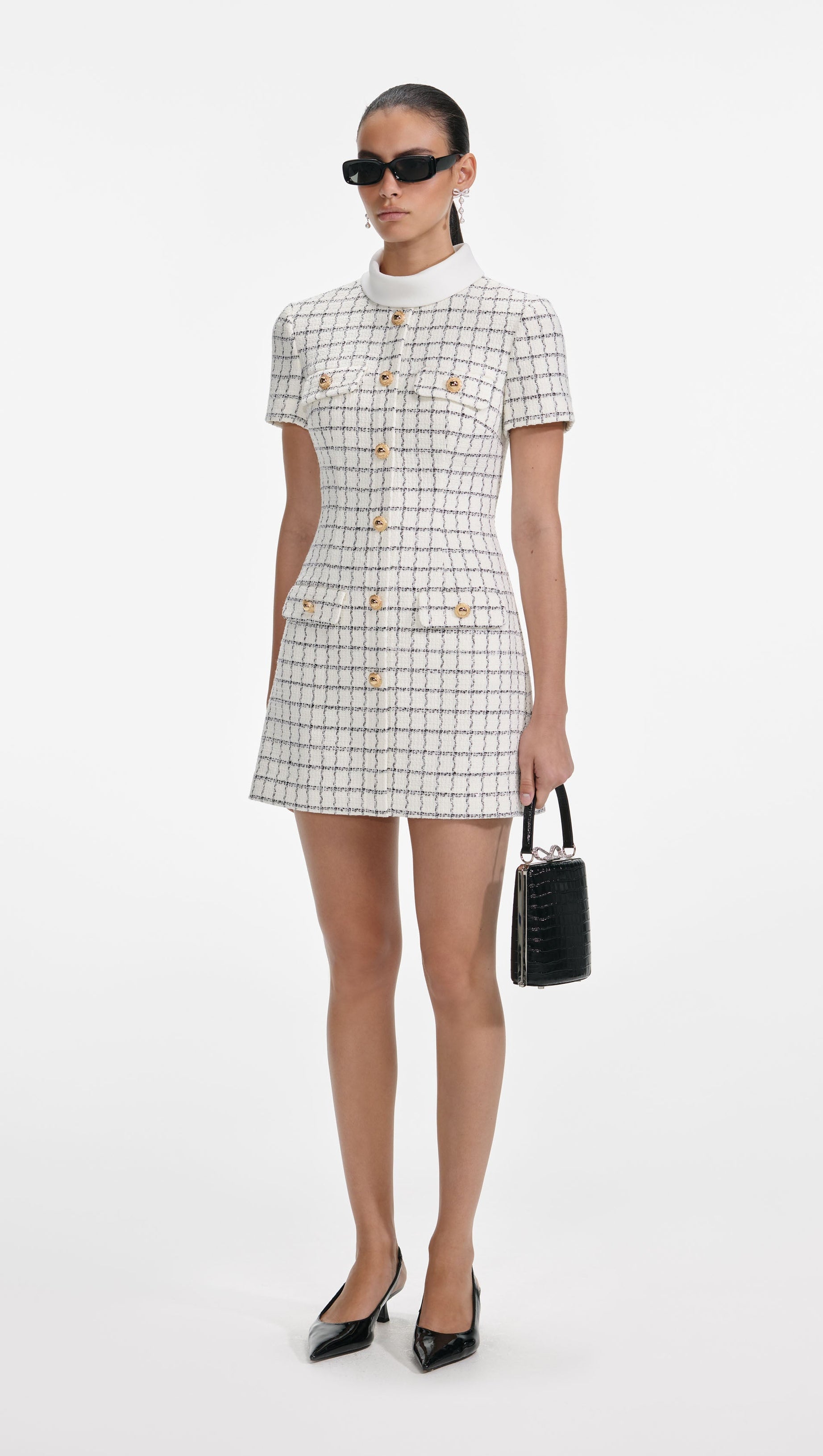SALOME CHECK BOUCLE MINI DRESS