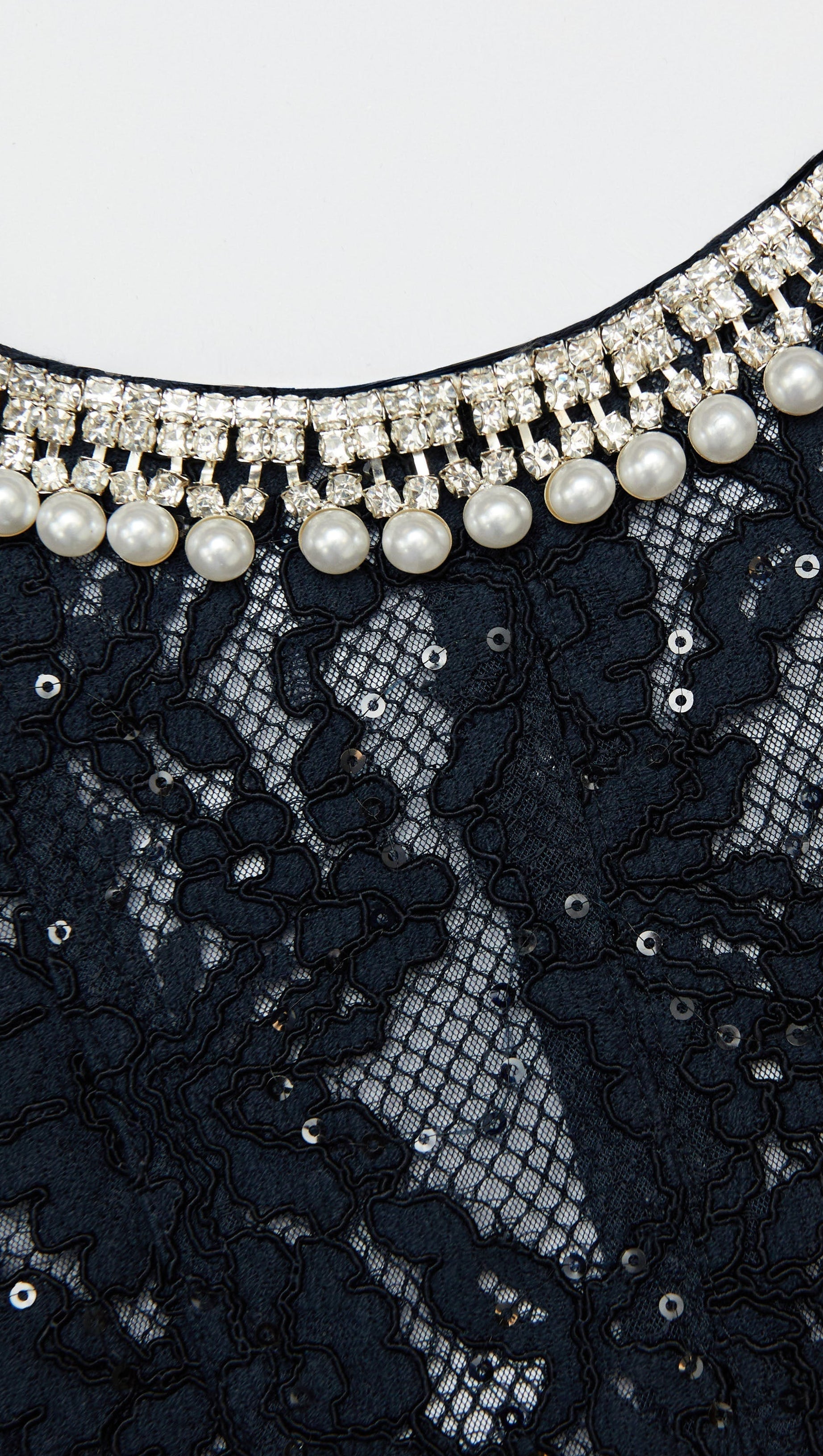 TESS NAVY LACE EMBELLISHED MIDI DRESS