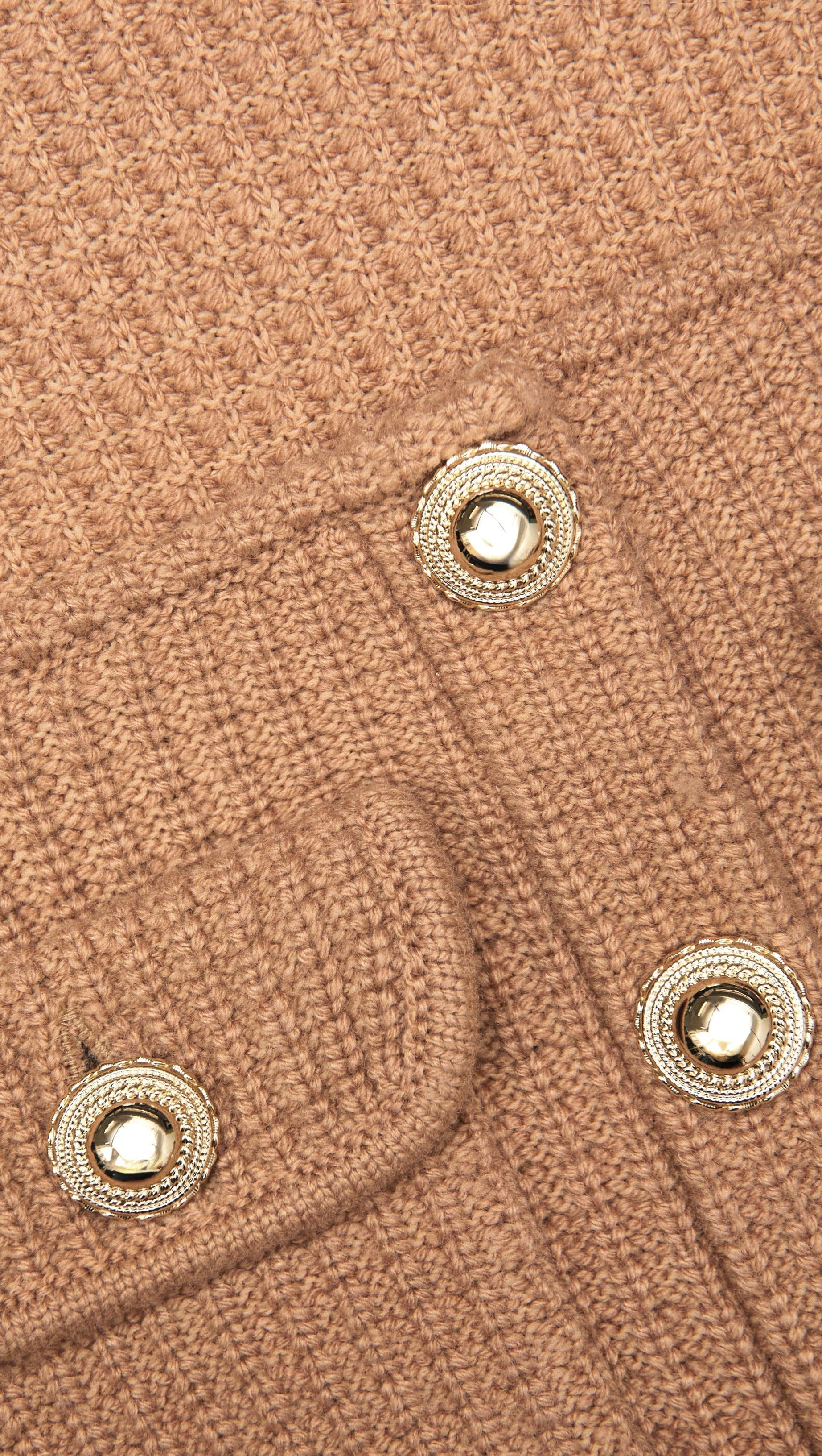 NATALIE CAMEL PEPLUM KNIT MIDI DRESS