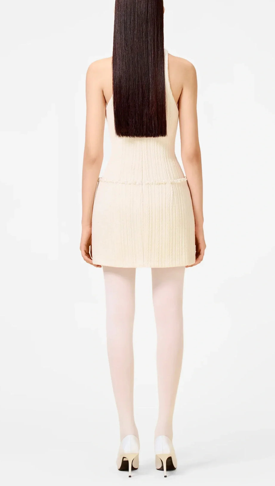 ABENE MINI ABITO IN MAGLIA SENZA MANICHE CON PERLINE