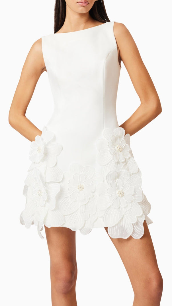 AIIZIE ADALGISA FLORAL APPLIQUÉ MINI DRESS IN WHITE - product image