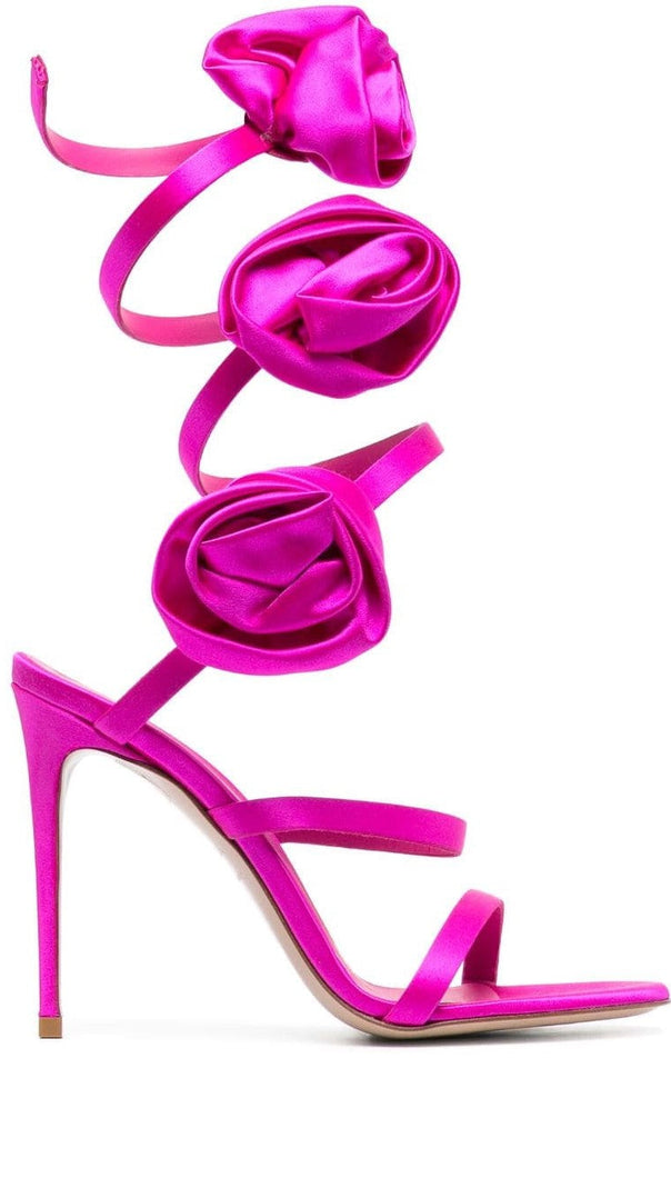 AIIZIE ALANA ROSE TWISTS SATIN SANDALS - PINK - product image