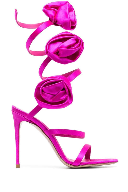 AIIZIE ALANA ROSE TWISTS SATIN SANDALS - PINK - product image