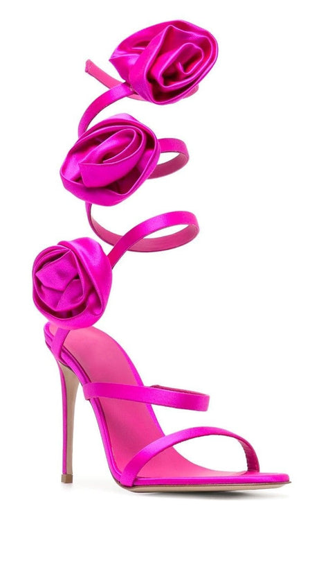 Alana Rose Twists Satin Sandalen - Rosa