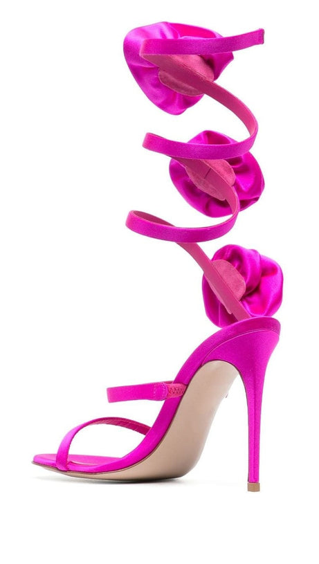 Alana Rose Twists Satin Sandalen - Rosa