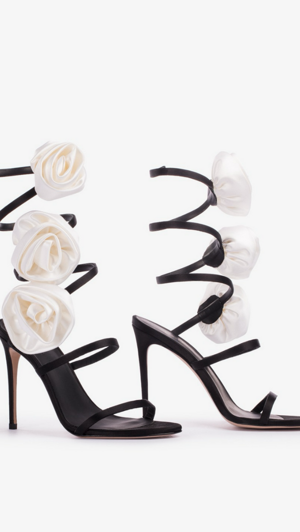 AIIZIE ALANA ROSE TWISTS SATIN SANDALS - BLACK - product image