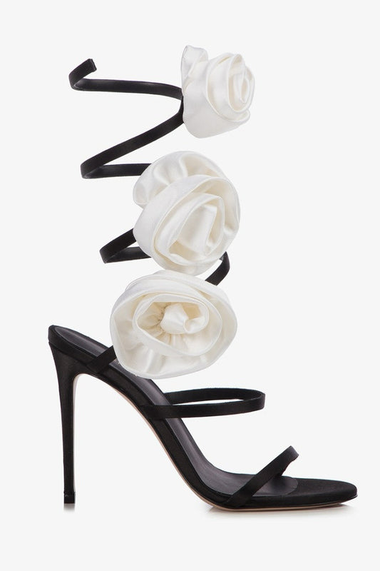AIIZIE ALANA ROSE TWISTS SATIN SANDALS - BLACK - product image