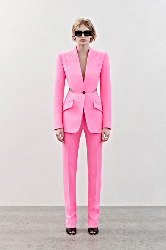 AIIZIE SLASHED SINGLE-BREASTED JACKET SUIT IN PINK - product image