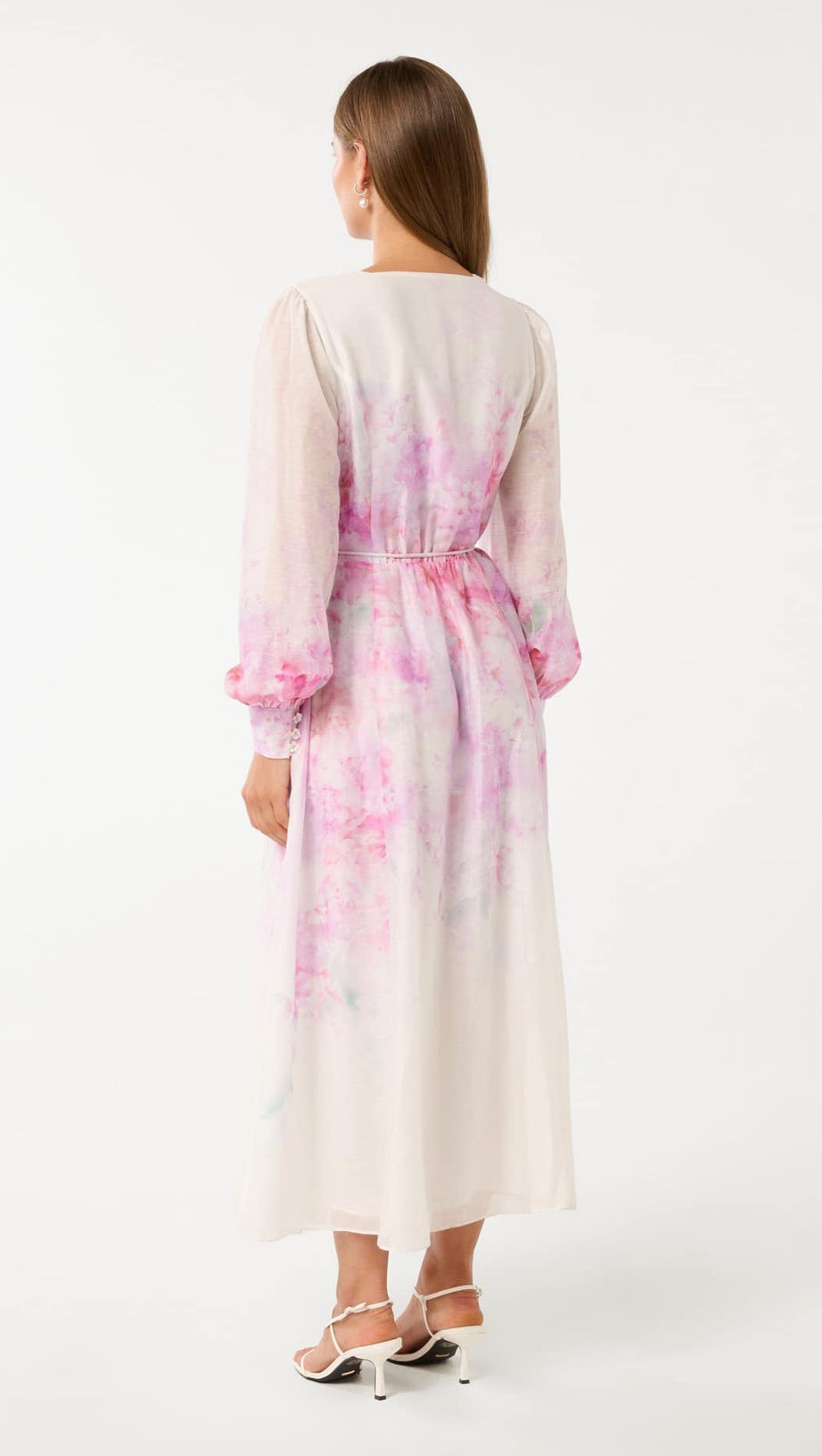 VIRGINIA FLORAL PRINTED MIDI DRESS IN PINK