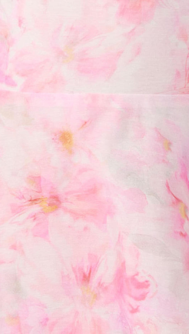 AIIZIE ELLIE FLORAL PRINT RUFFLE MINI DRESS IN PINK - product image
