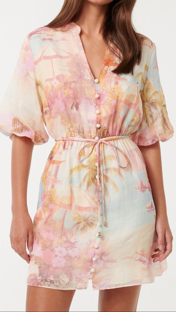 AIIZIE FRANNY MULTICOLOR FLORAL PRINT MINI DRESS - product image