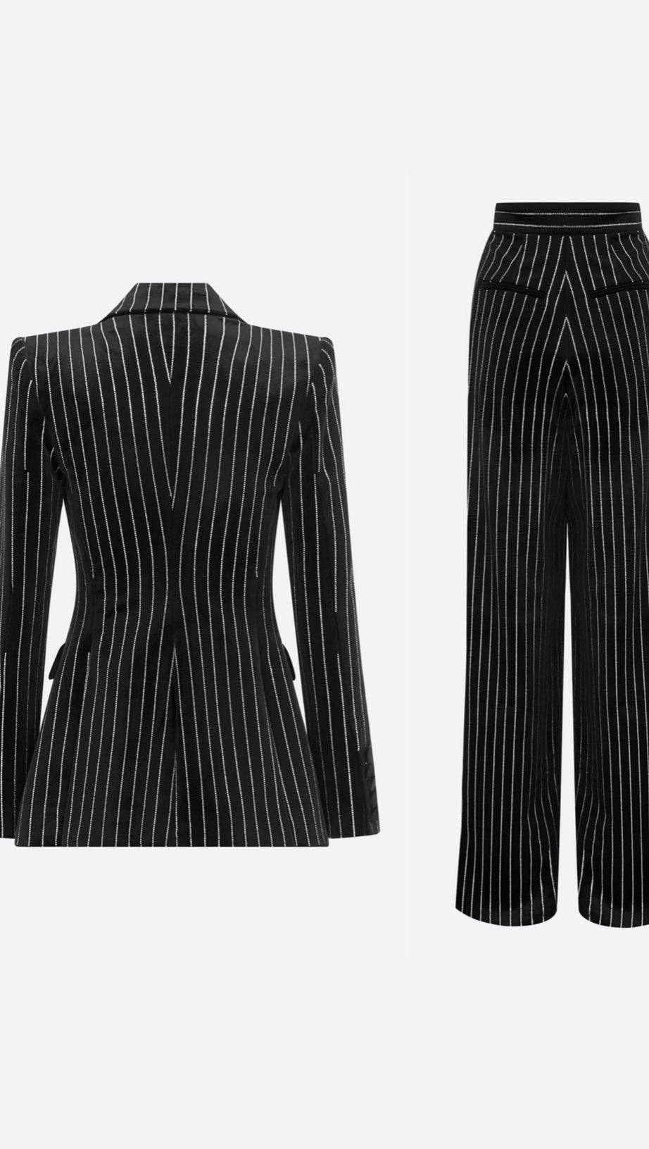 ALLY CRYSTAL PINSTRIPE BLAZER SET IN BLACK