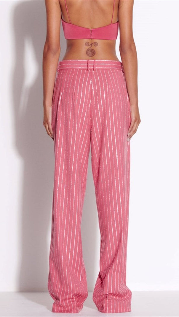 AIIZIE ALLY CRYSTAL PINSTRIPE BLAZER SET IN PINK - product image