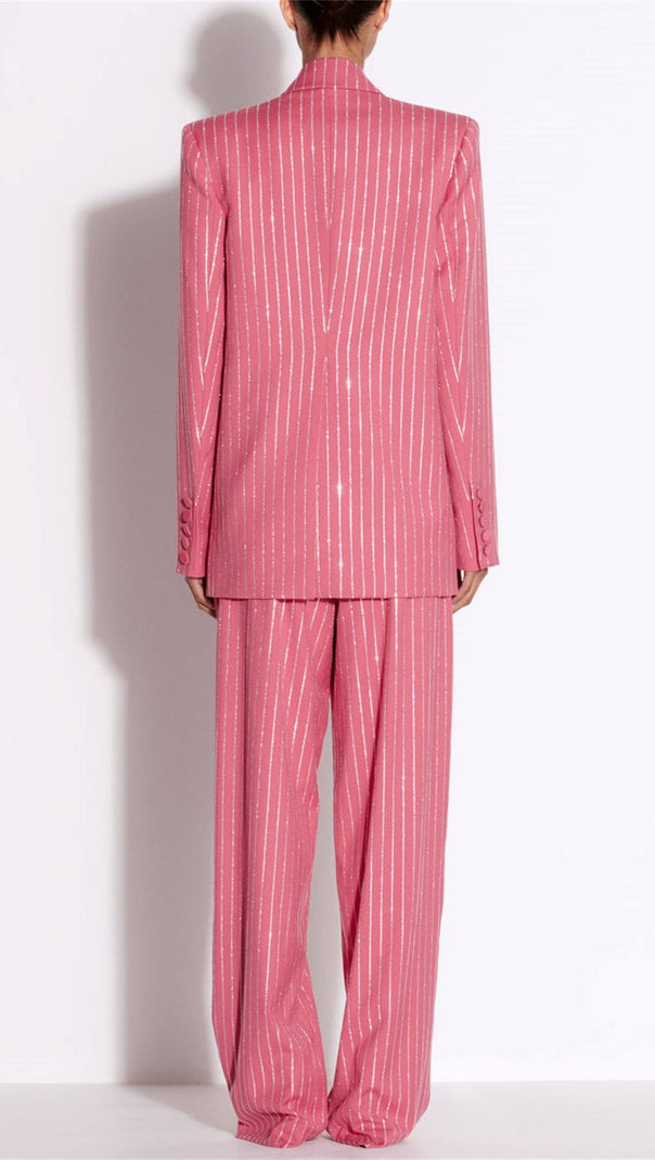 AIIZIE ALLY CRYSTAL PINSTRIPE BLAZER SET IN PINK - product image