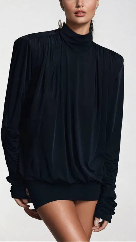 Alestair – Rückenfreies, gerüschtes Minikleid in Schwarz