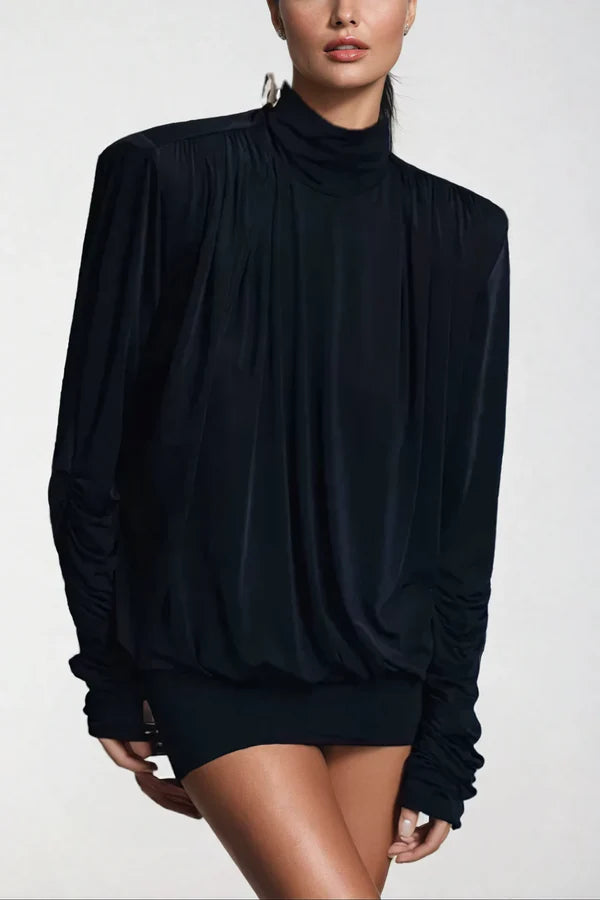 AIIZIE ALESTAIR BACKLESS RUCHED MINI DRESS IN BLACK - product image