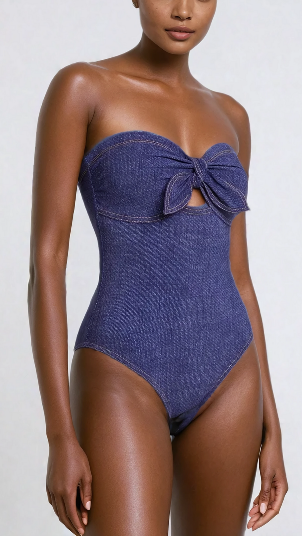 AIIZIE MICHELLE STRAPLESS CUTOUT BODYCON SWIMSUIT - product image