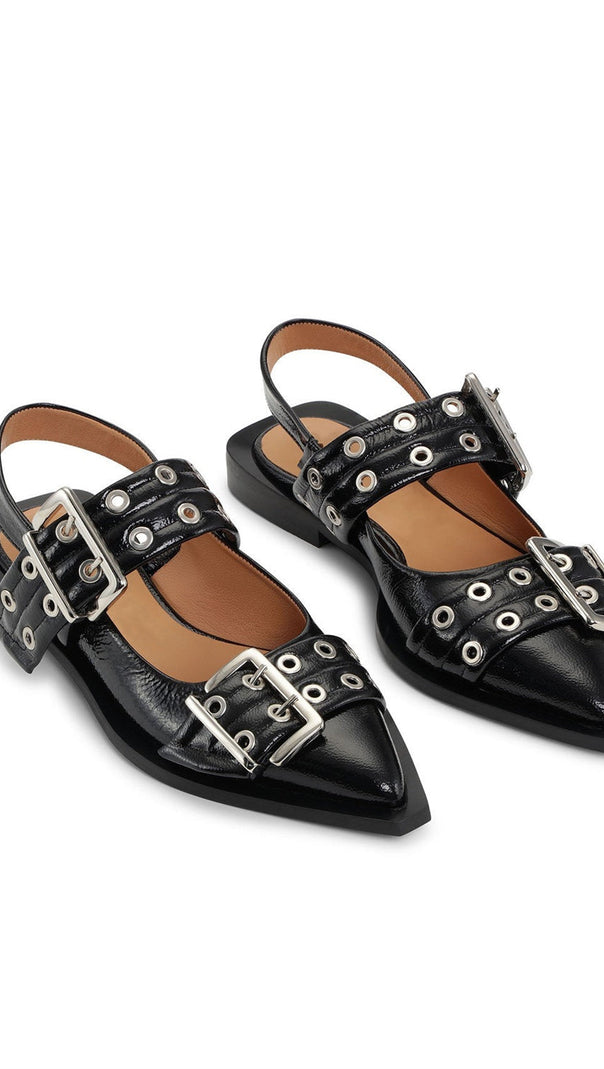 AIIZIE ANABELLA BUCKLE BALLERINAS - BLACK - product image