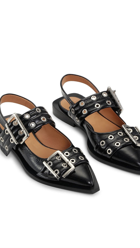 Anabella Ballerinas mit Schnalle – Schwarz