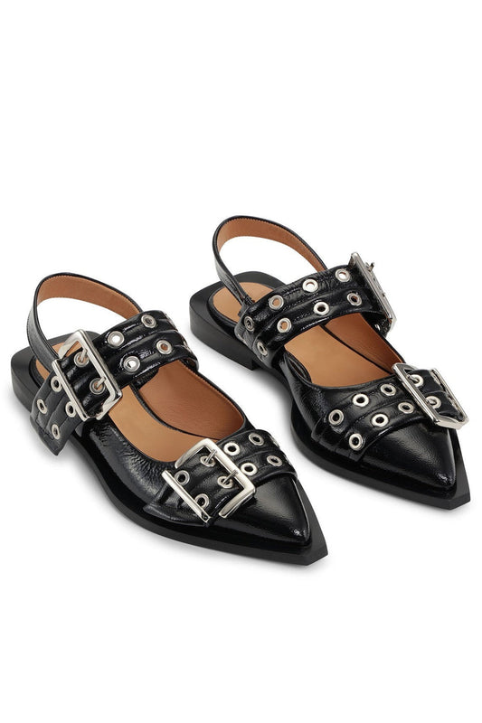 AIIZIE ANABELLA BUCKLE BALLERINAS - BLACK - product image