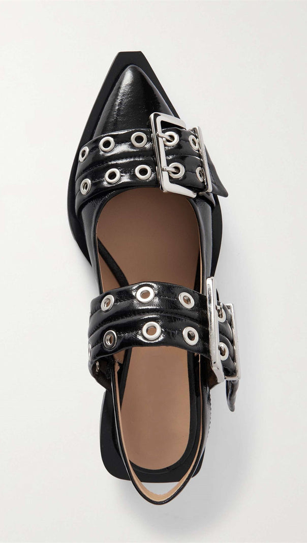 AIIZIE ANABELLA BUCKLE BALLERINAS - BLACK - product image