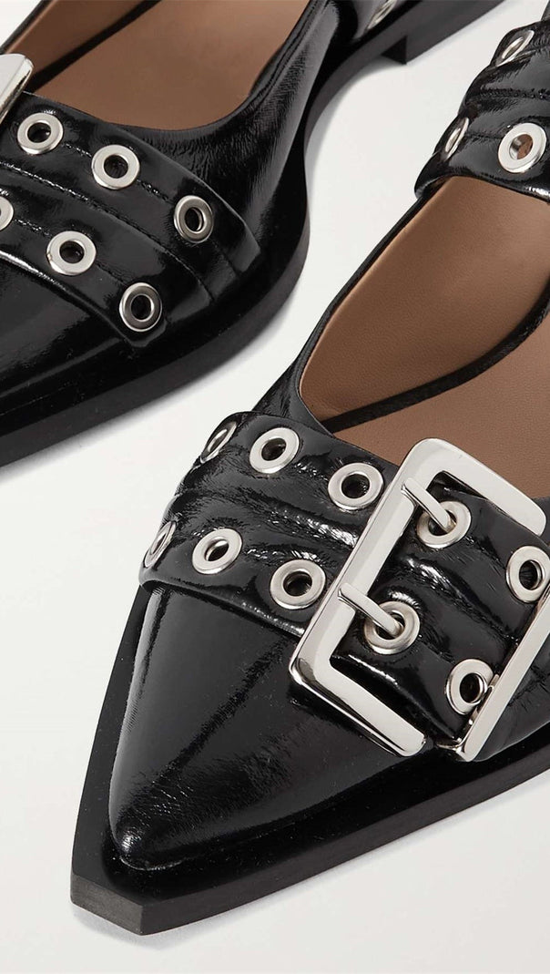 AIIZIE ANABELLA BUCKLE BALLERINAS - BLACK - product image