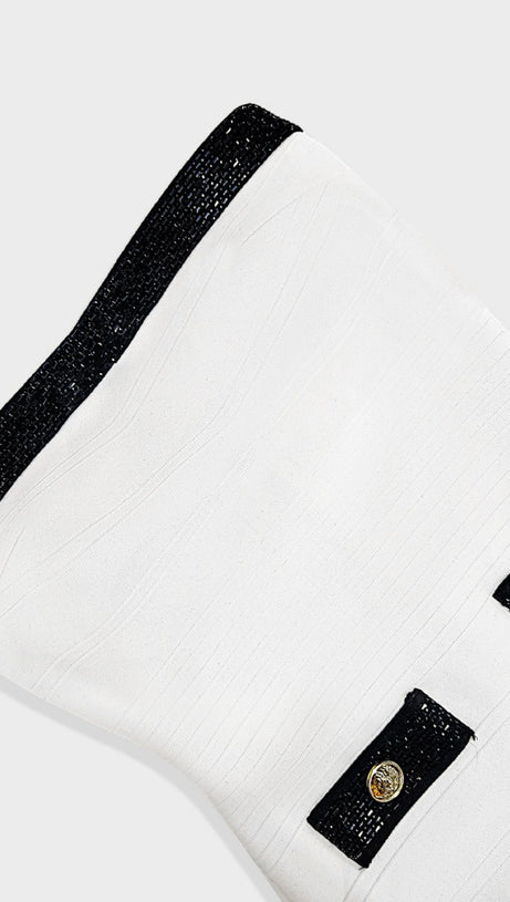 ANKLYN RIBBED STRAPLESS MIDI BANDAGE DRESS