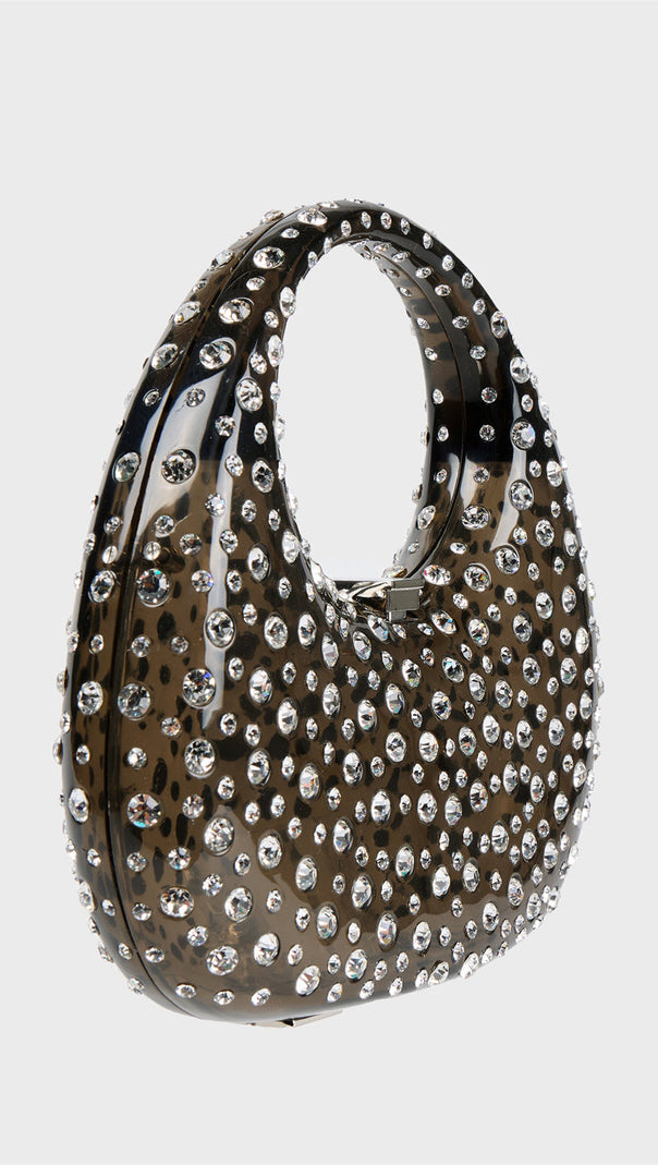 AIIZIE ANNABEL CLEAR CRYSTAL EMBELLISHED ACRYLIC CLUTCH - BLACK - product image