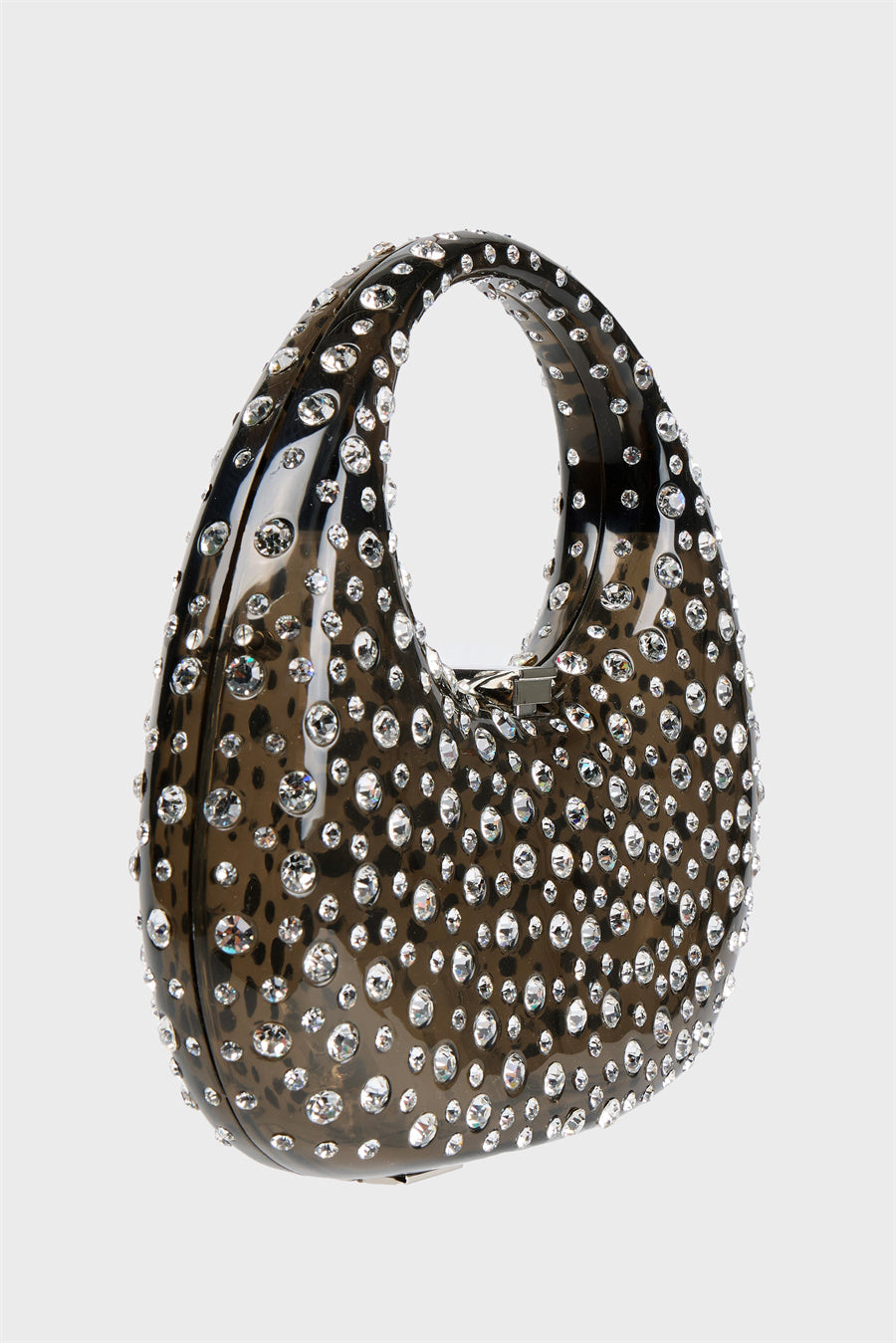 ANNABEL CLEAR CRYSTAL EMBELLISHED ACRYLIC CLUTCH - BLACK