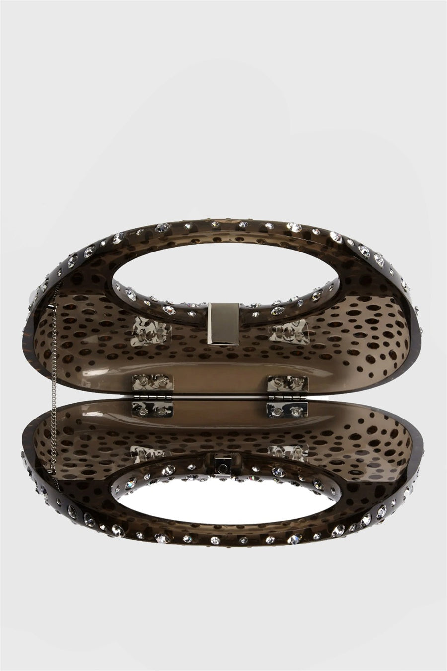 AIIZIE ANNABEL CLEAR CRYSTAL EMBELLISHED ACRYLIC CLUTCH - BLACK - product image