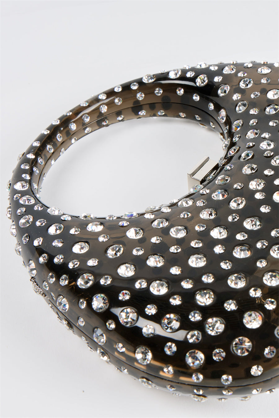 AIIZIE ANNABEL CLEAR CRYSTAL EMBELLISHED ACRYLIC CLUTCH - BLACK - product image