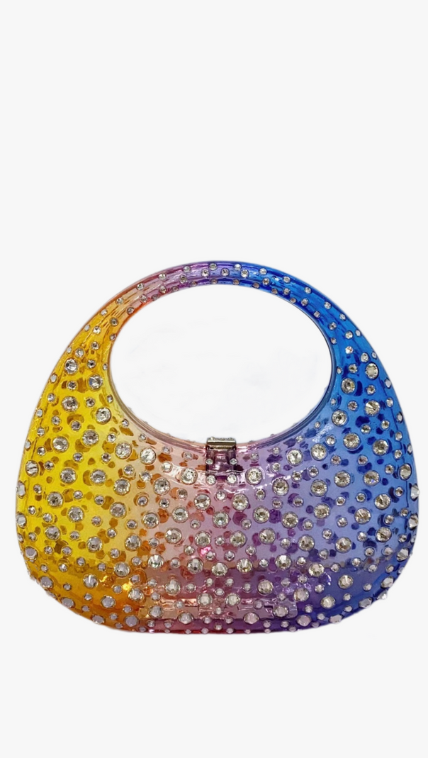 AIIZIE ANNABEL CLEAR CRYSTAL EMBELLISHED ACRYLIC CLUTCH - product image