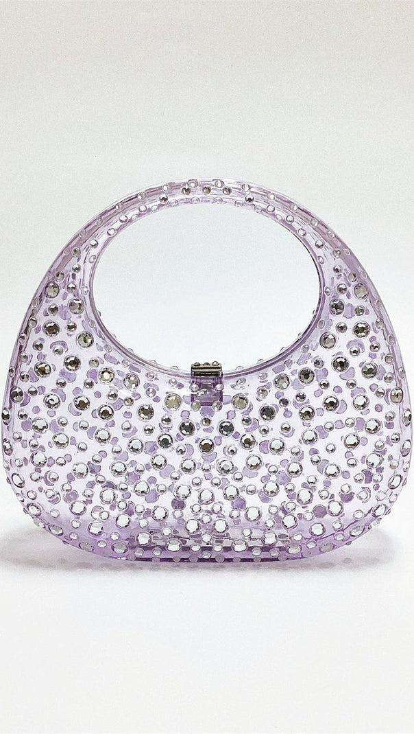 AIIZIE ANNABEL CLEAR CRYSTAL EMBELLISHED ACRYLIC CLUTCH - product image
