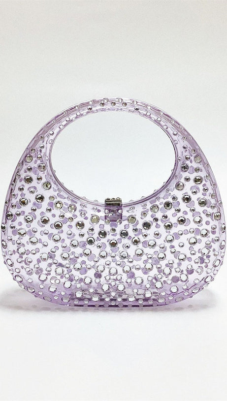 ANNABEL CLEAR CRYSTAL EMBELLISHED ACRYLIC CLUTCH