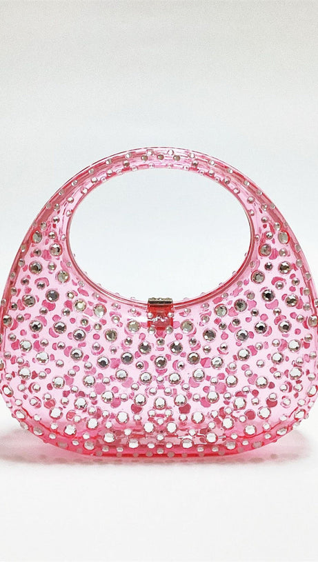 ANNABEL CLEAR CRYSTAL EMBELLISHED ACRYLIC CLUTCH