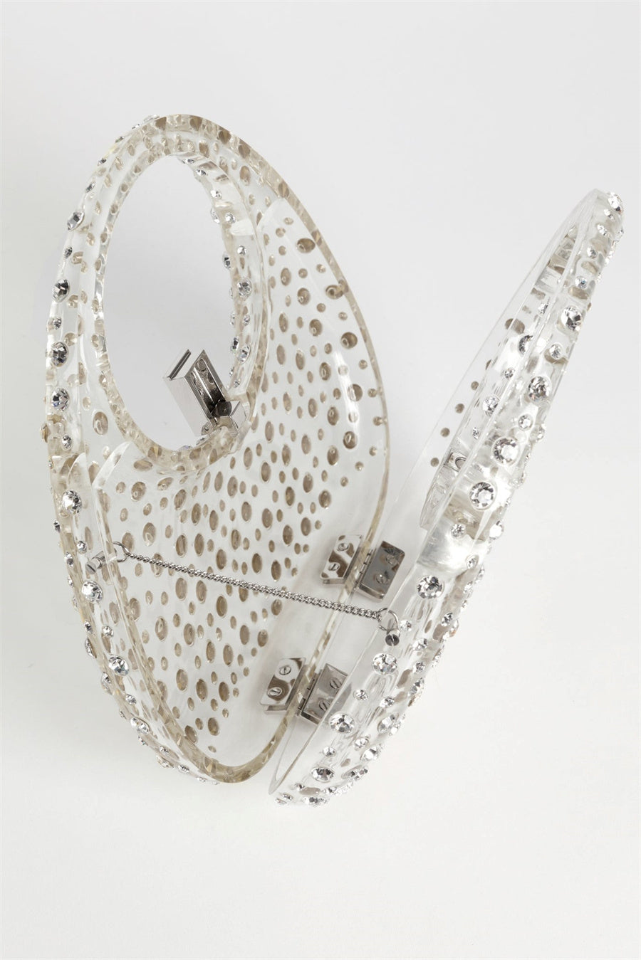 AIIZIE ANNABEL CLEAR CRYSTAL EMBELLISHED ACRYLIC CLUTCH - WHITE - product image
