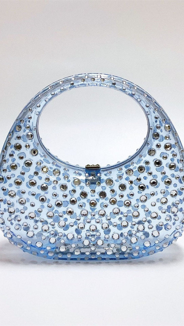 AIIZIE ANNABEL CLEAR CRYSTAL EMBELLISHED ACRYLIC CLUTCH - product image