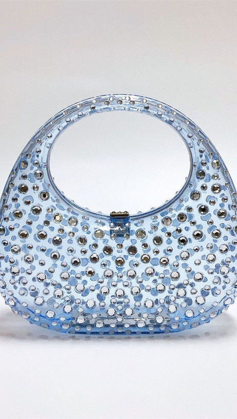 ANNABEL CLEAR CRYSTAL EMBELLISHED ACRYLIC CLUTCH