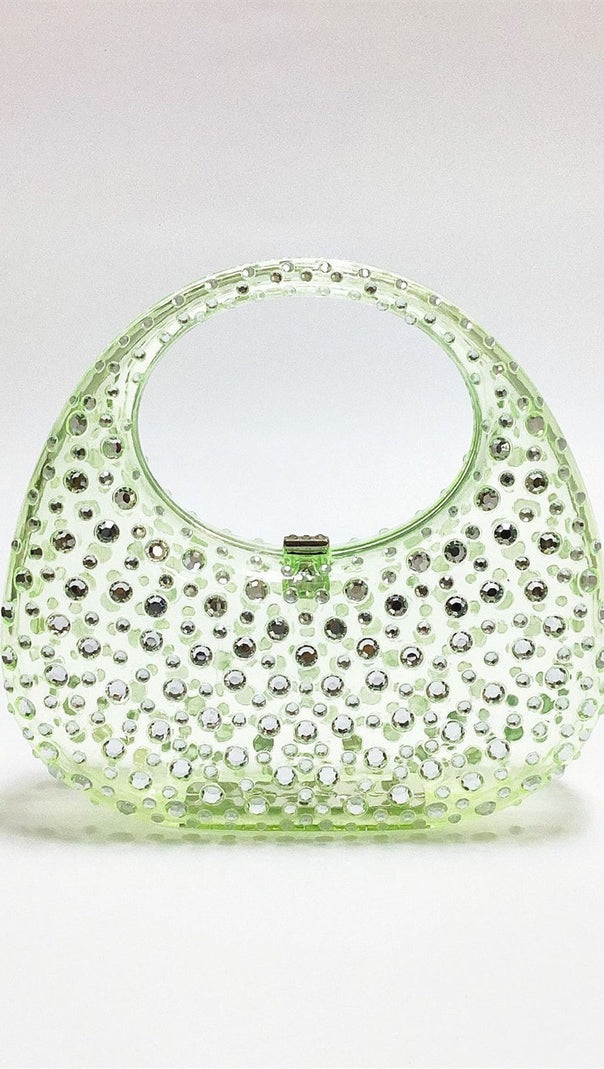 AIIZIE ANNABEL CLEAR CRYSTAL EMBELLISHED ACRYLIC CLUTCH - product image