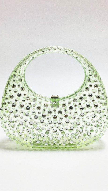 ANNABEL CLEAR CRYSTAL EMBELLISHED ACRYLIC CLUTCH