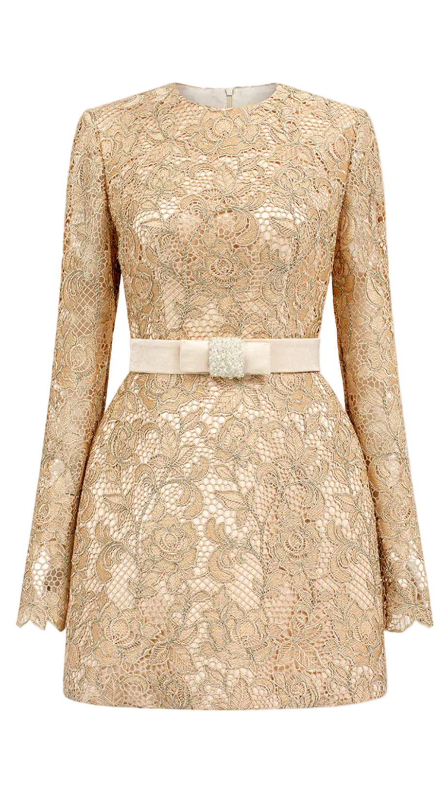 Anslie Lace Belted Mini Dress