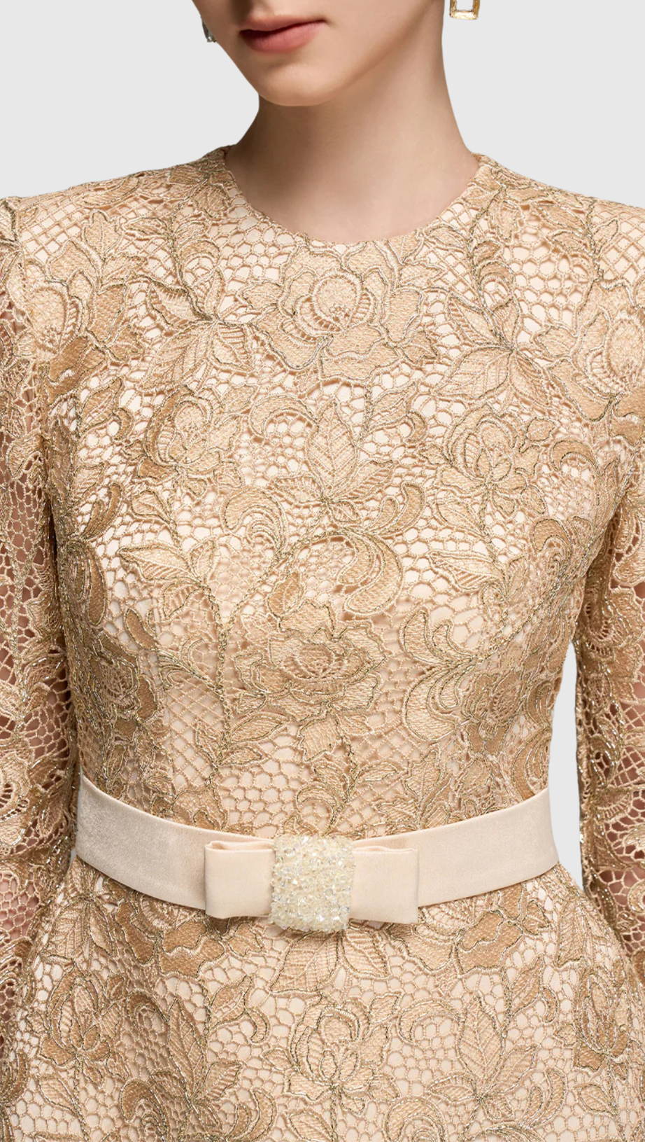 Anslie Lace Belted Mini Dress