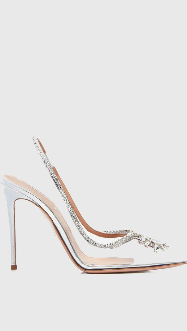 AIIZIE ARABELA RHINESTONE EMBELLISHED PUMPS - SILVER - product image