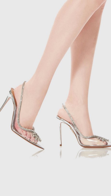 ARABELA RHINESTONE EMBELLISHED PUMPS - SILVER