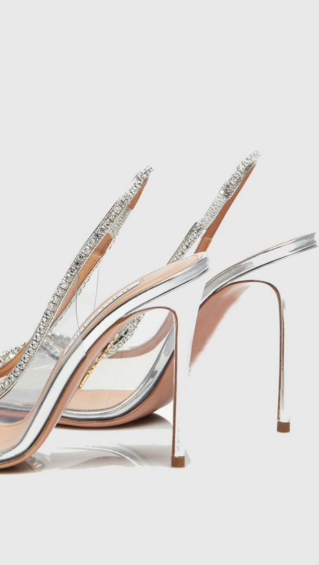 ARABELA RHINESTONE EMBELLISHED PUMPS - SILVER