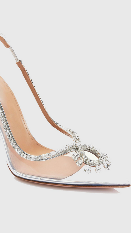 ARABELA RHINESTONE EMBELLISHED PUMPS - SILVER