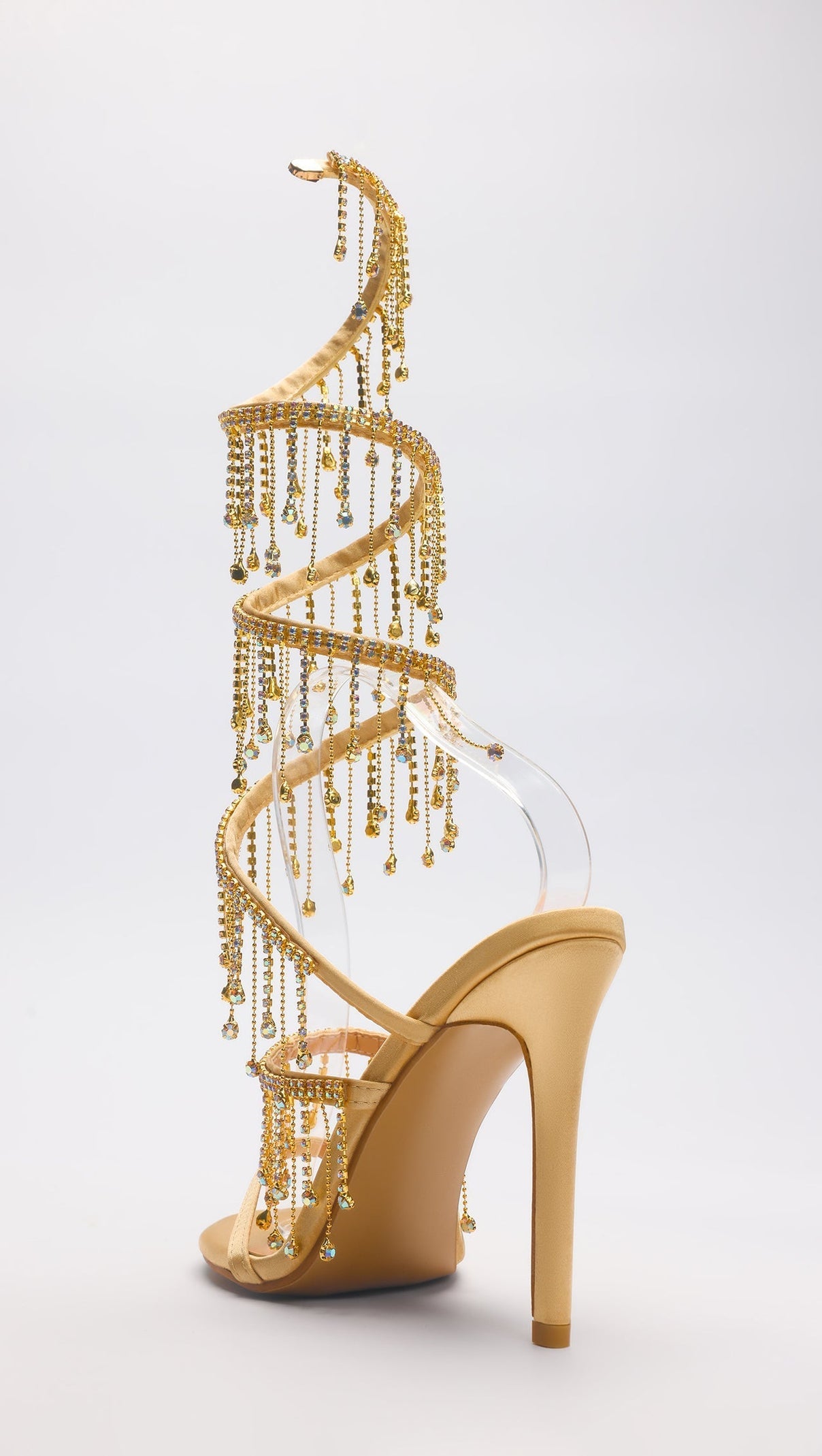 AIIZIE ARABELLA RHINESTONE TASSEL STILETTO HEELS - GOLD - product image
