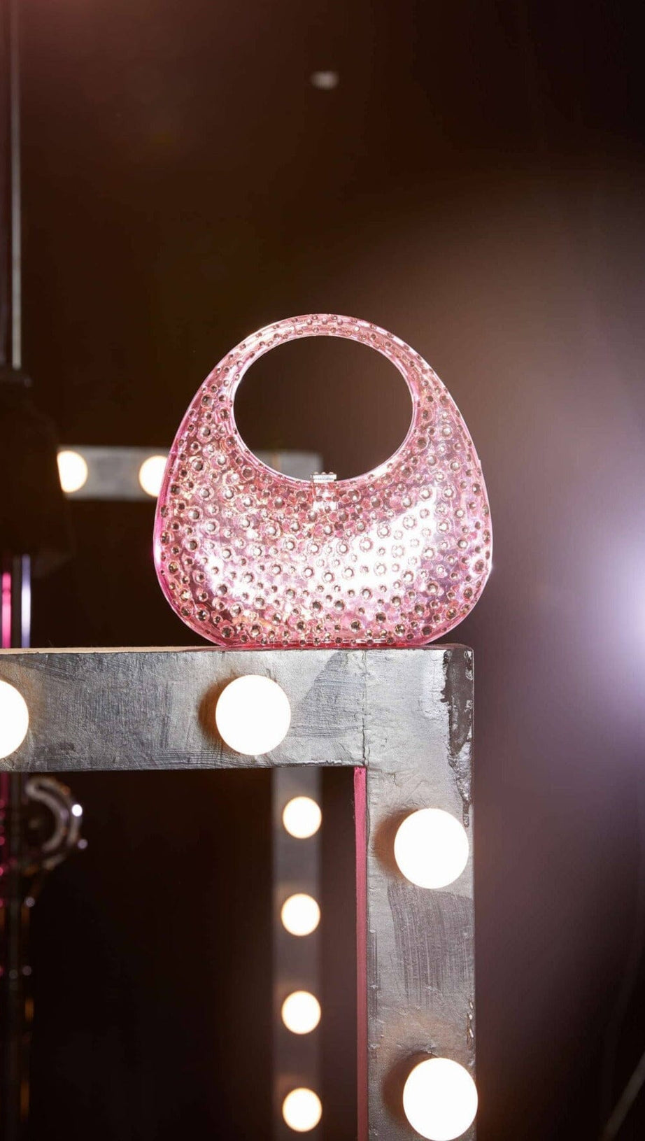 CLEAR EMBELLISHED BAG IN PINK