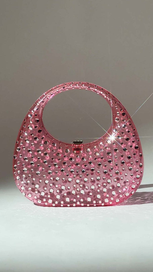 AIIZIE CLEAR EMBELLISHED BAG IN PINK - product image